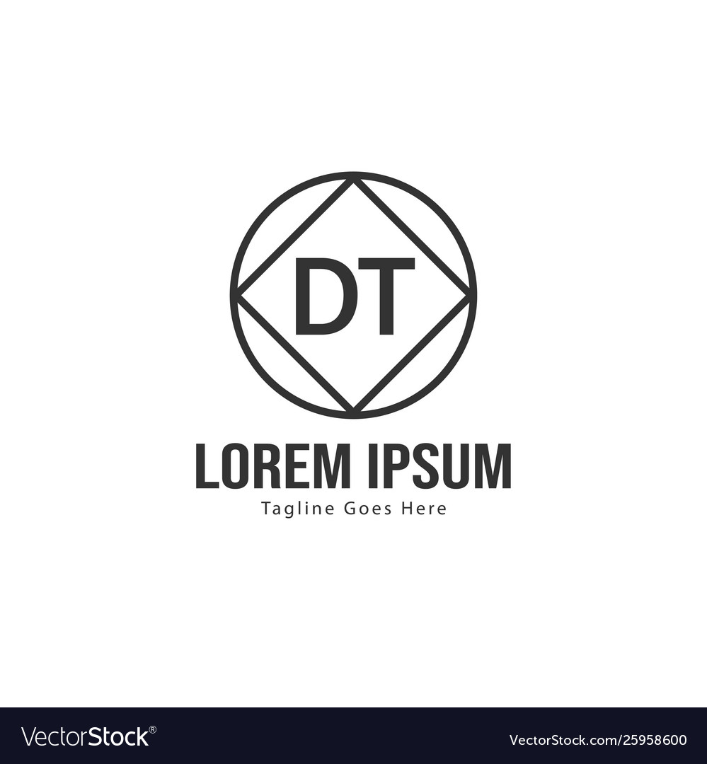 Initial dt logo template with modern frame