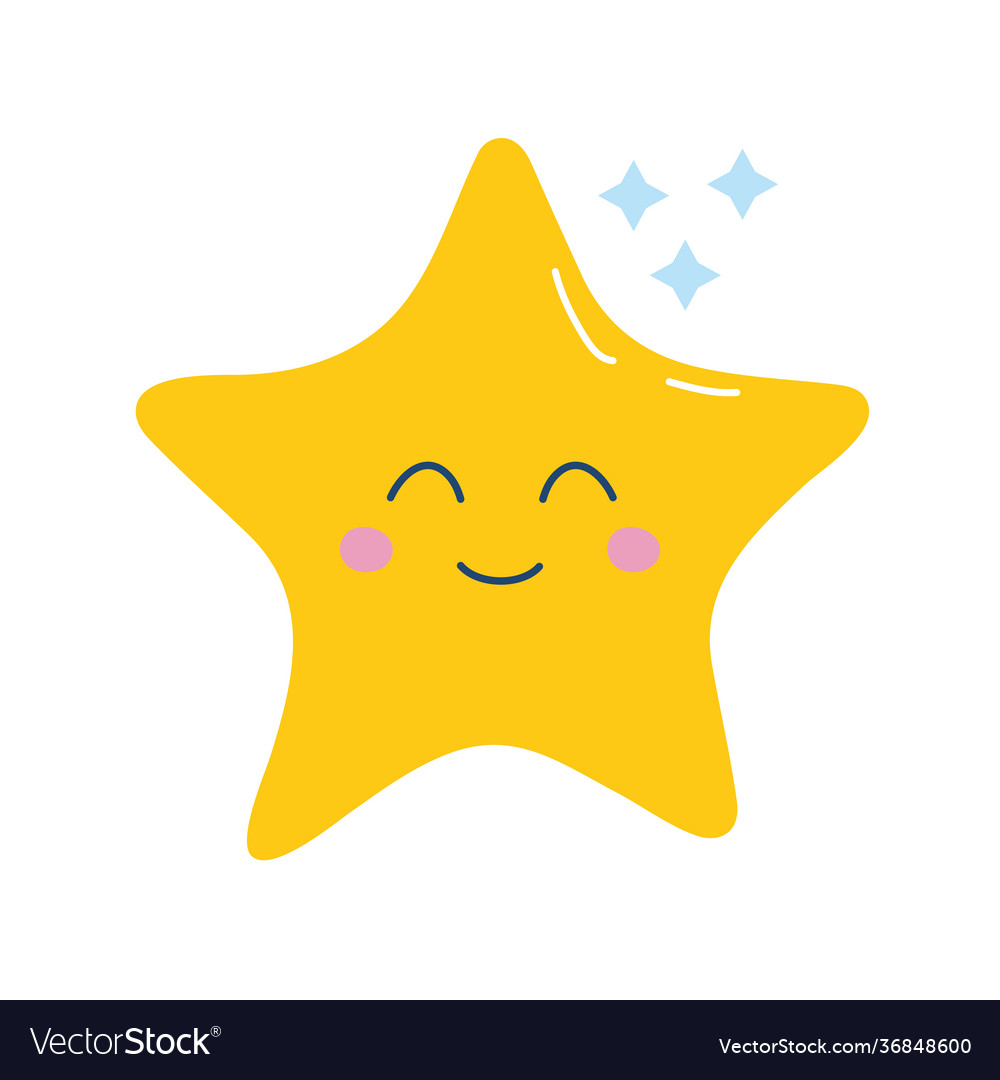 Kawaii star doodle Royalty Free Vector Image - VectorStock