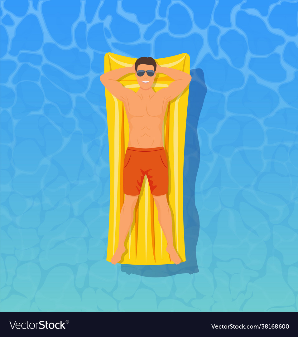 Man Relaxing on Inflatable Float