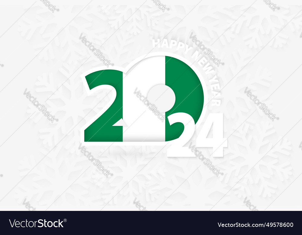 New year 2024 for nigeria on snowflake background Vector Image