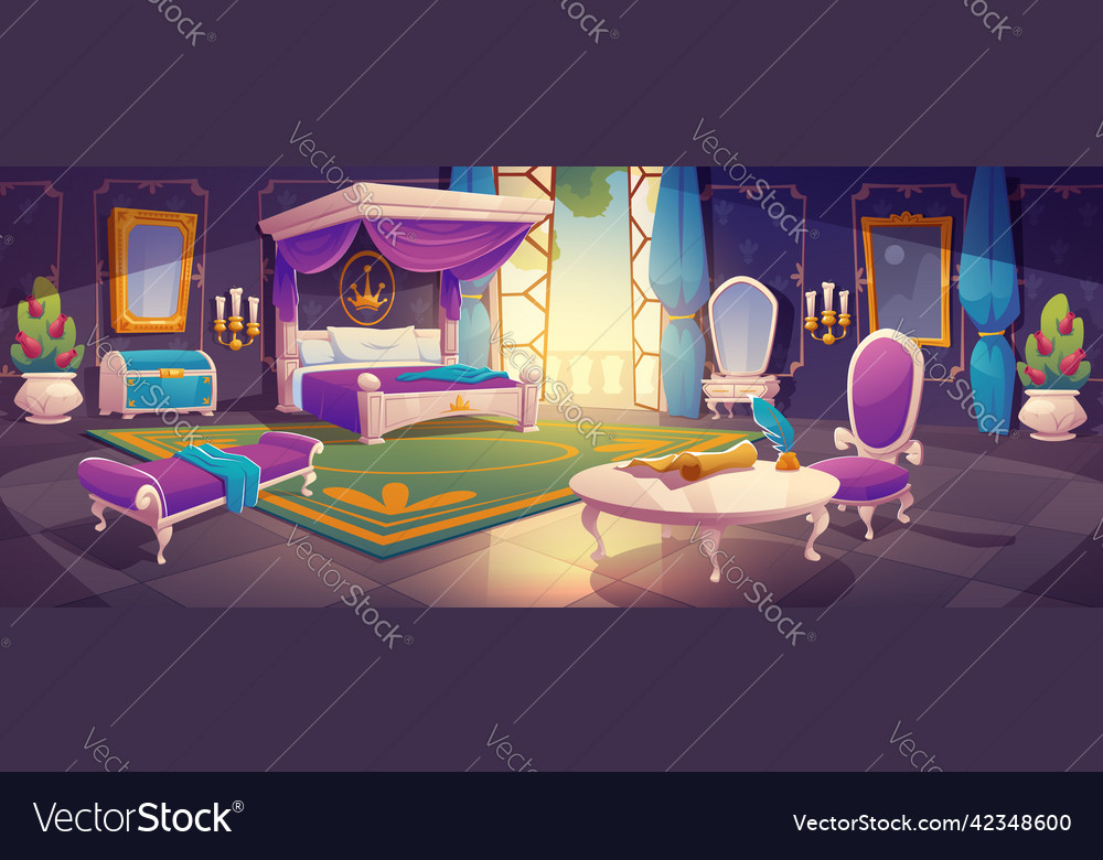 Royal bedroom interior king or queen luxury room Vector Image