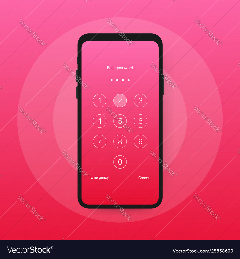 Screen lock authentication password smartphone vector image Screen lock authentication password smartphone