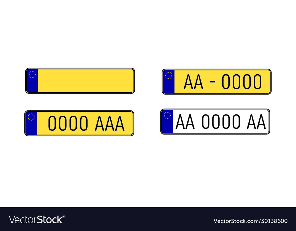 Set european number plates Royalty Free Vector Image