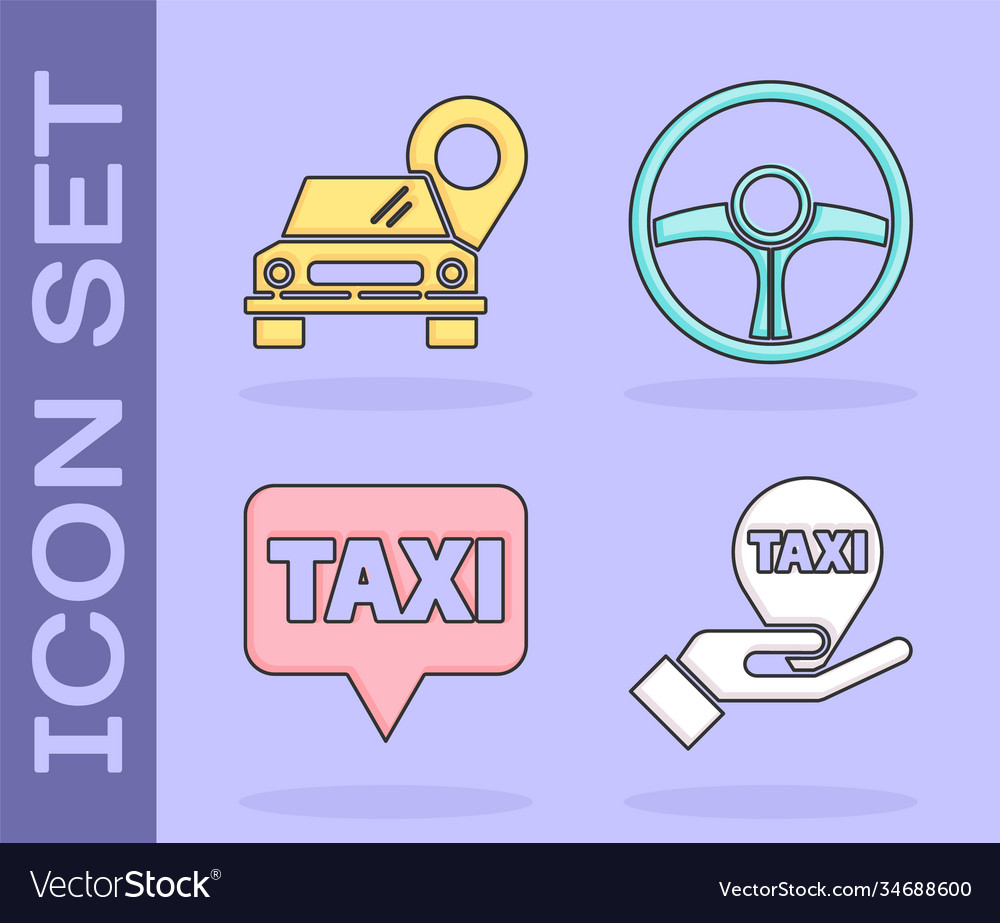 Set hand on map pointer with taxi Vector Image Set hand on map pointer with taxi