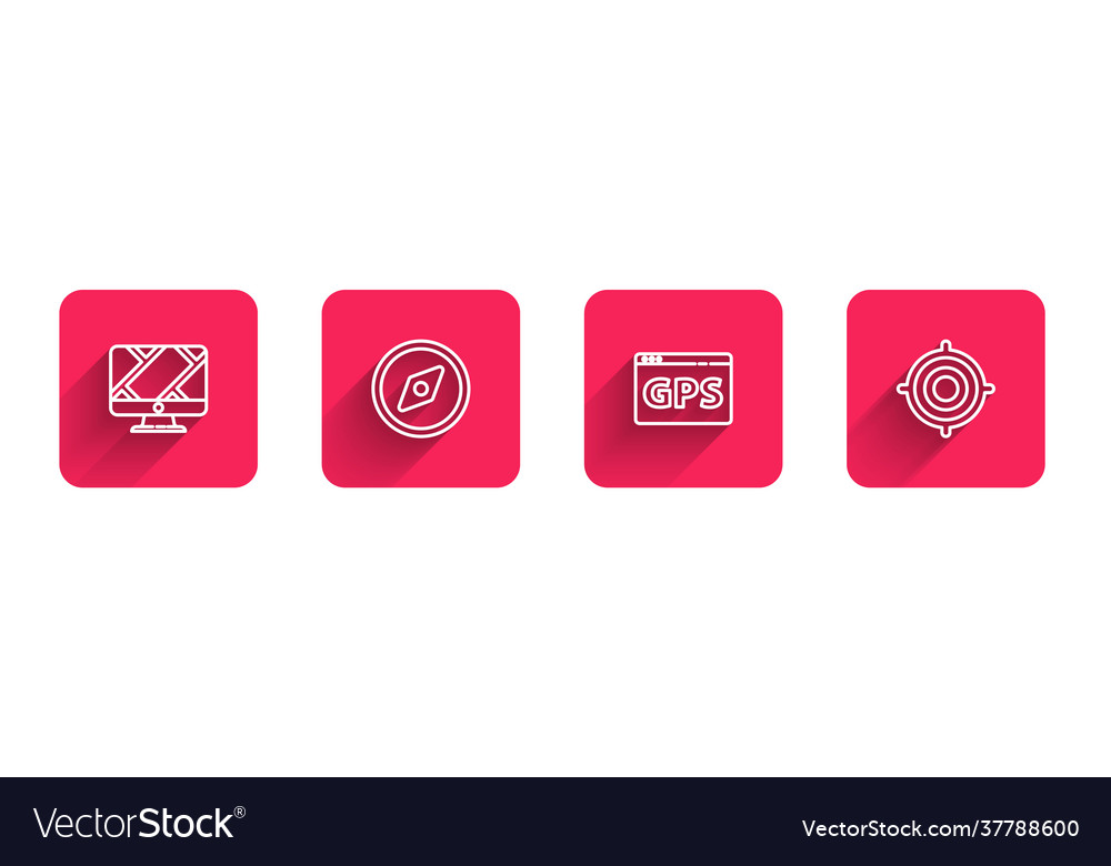 Set line monitor with location marker compass vector image Set line monitor with location marker compass