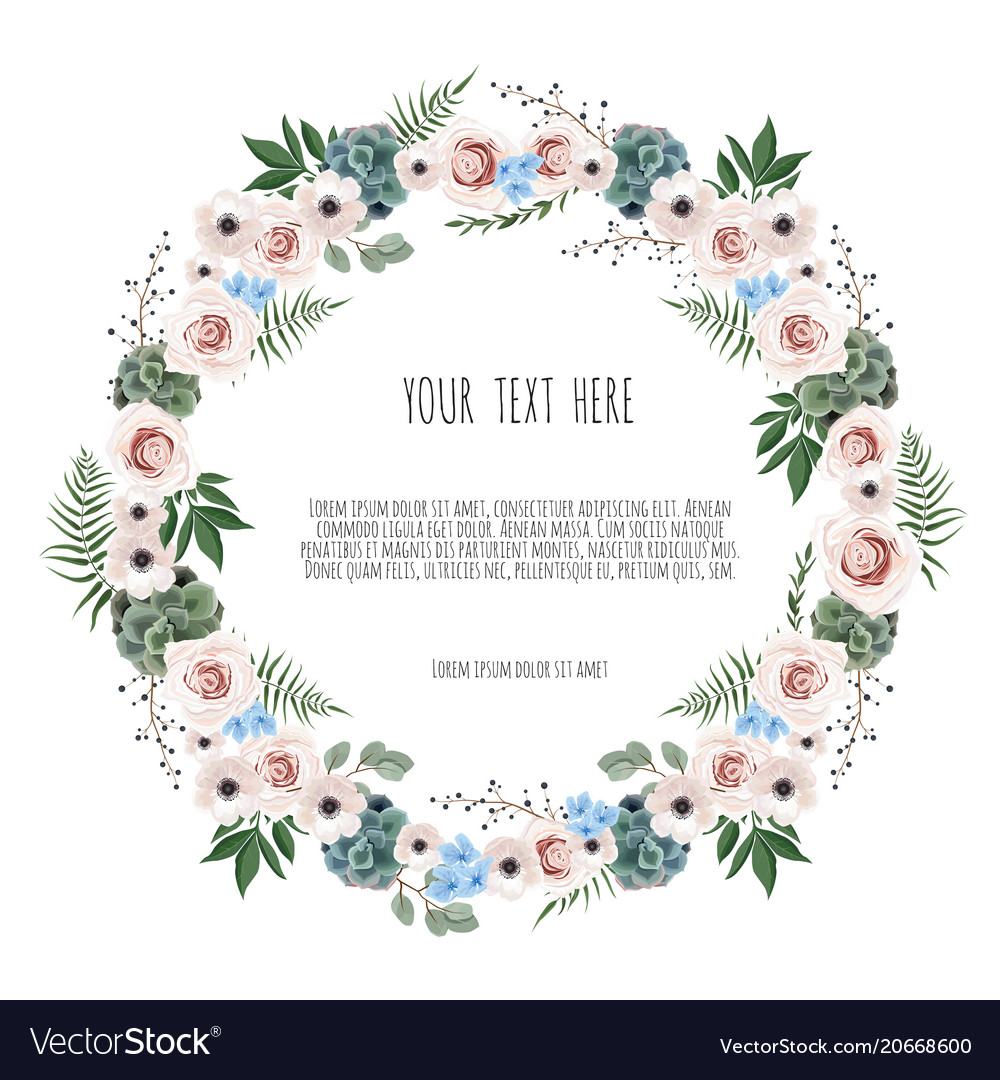 Spring wreath floral background with beautiful