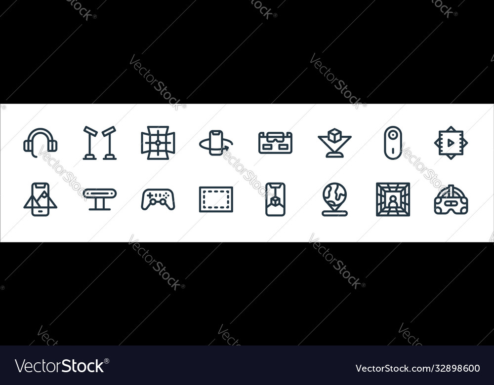 Virtual reality line icons linear set quality vector image Virtual reality line icons linear set quality