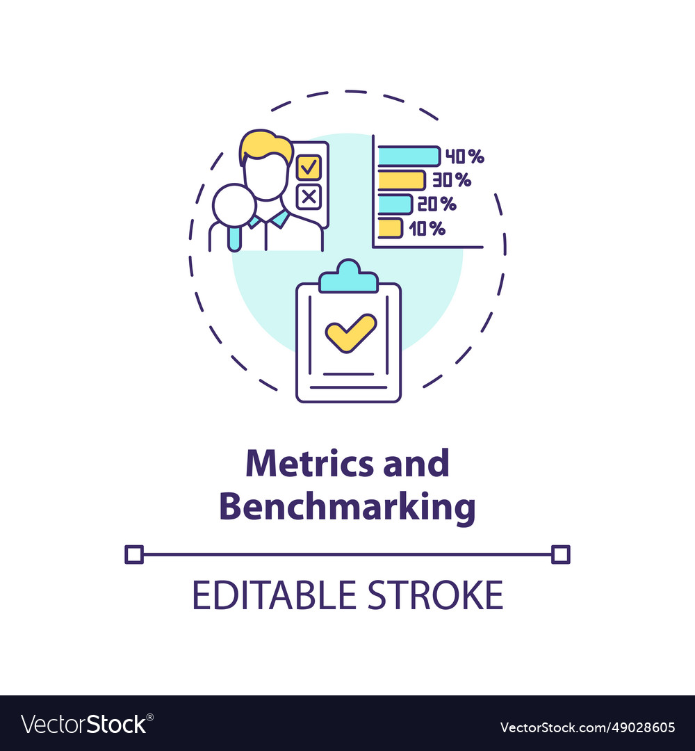 2d thin line icon metrics and benchmarking concept Vector Image 2d thin line icon metrics and benchmarking concept