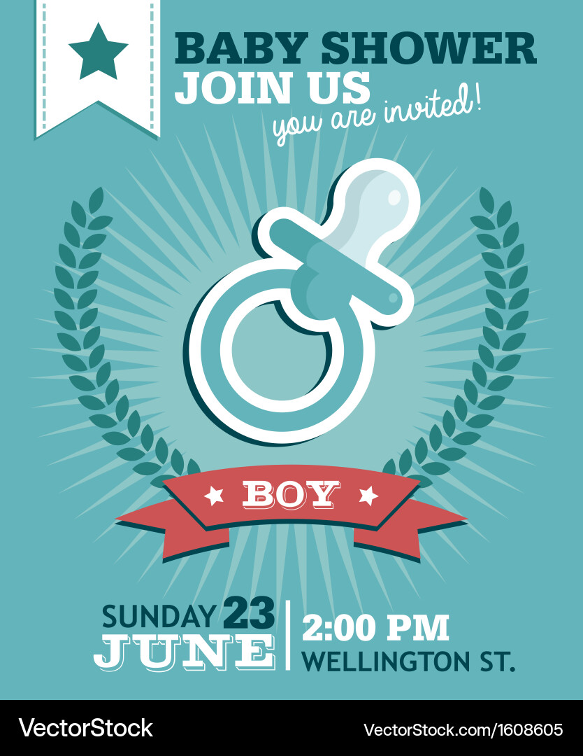 Baby Boy Shower Invitation Royalty Free Vector Image