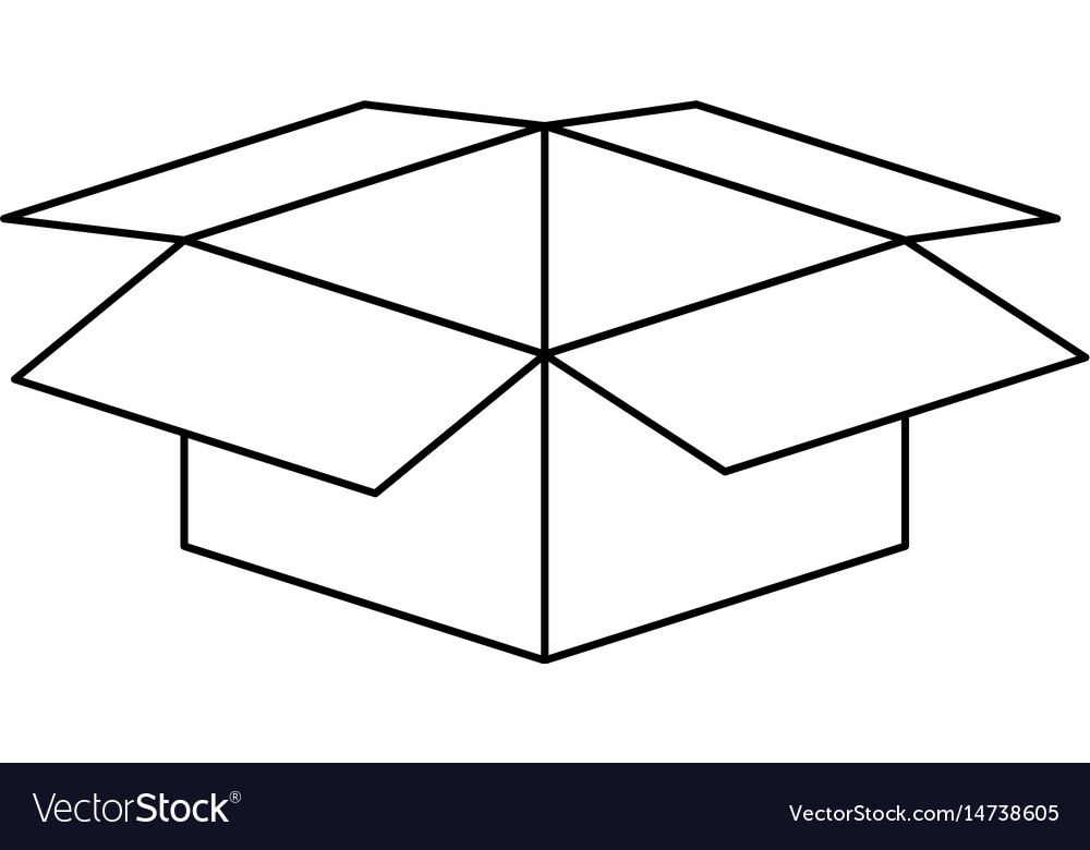 Black Silhouette Of Box Of Cardboard Opened Vector Image