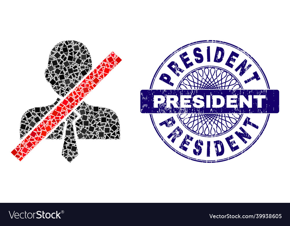 Distress president badge and geometric wrong clerk