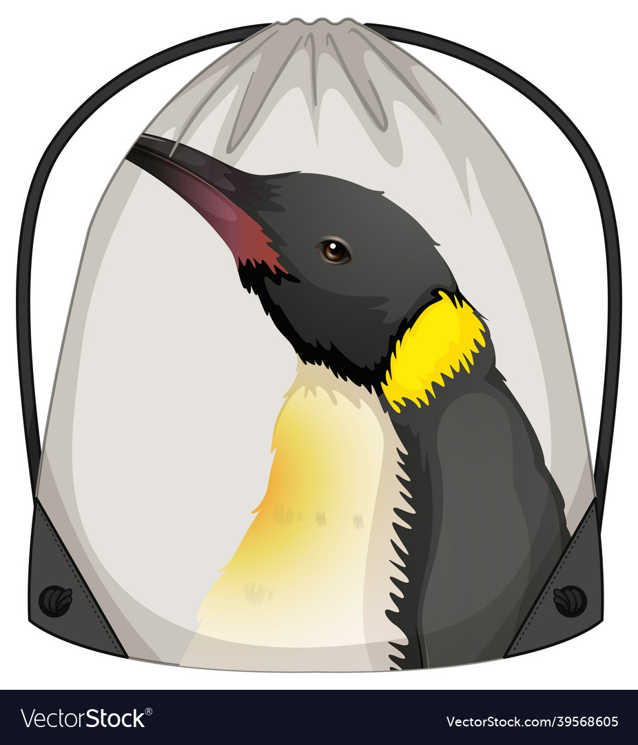 Drawstring backpack with penguin pattern vector image Drawstring backpack with penguin pattern