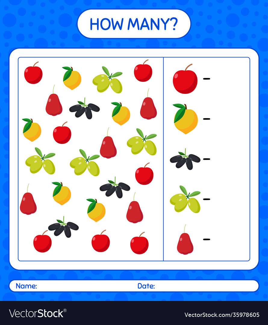 How many counting game with fruit worksheet