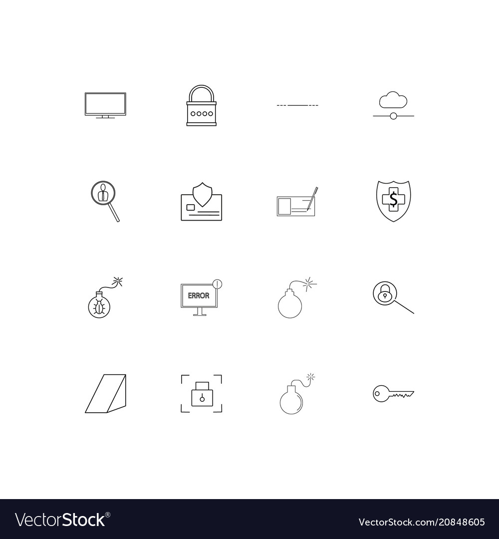 Internet security linear thin icons set outlined