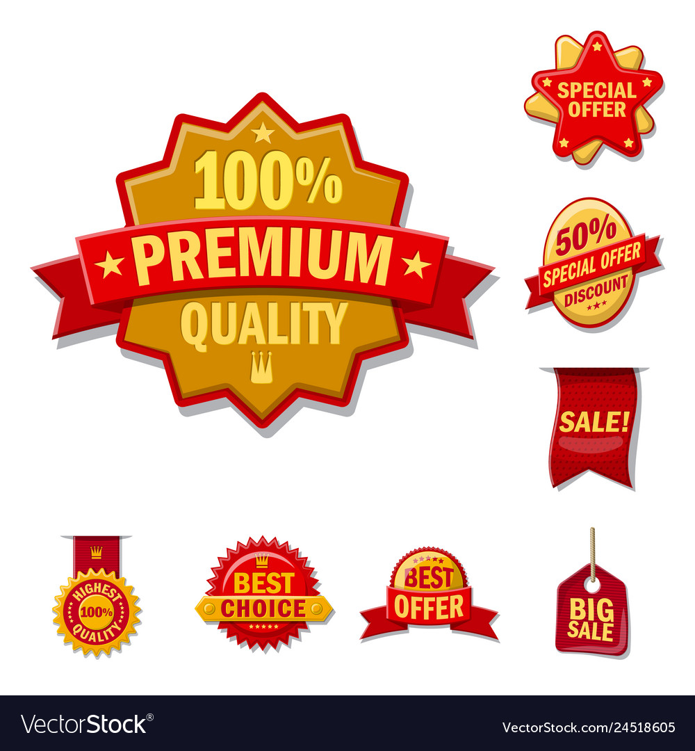 Isolated object of emblem and badge icon set vector image Isolated object of emblem and badge icon set