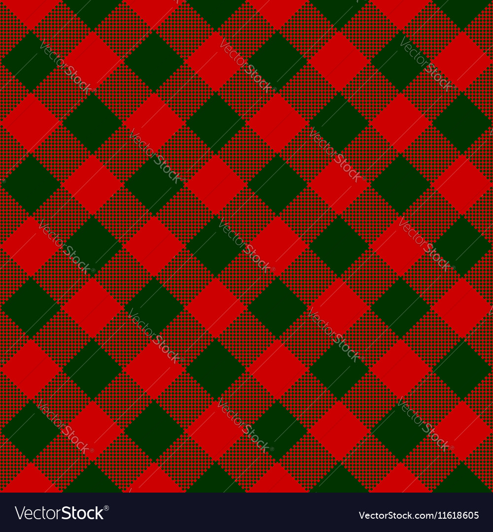 Red green check diagonal textile seamless pattern