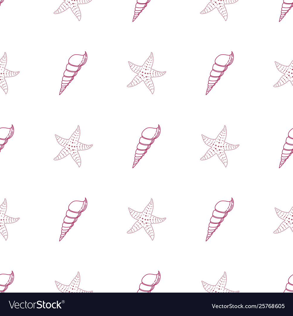 Seamless pattern with seashells and starfish vector image Seamless pattern with seashells and starfish