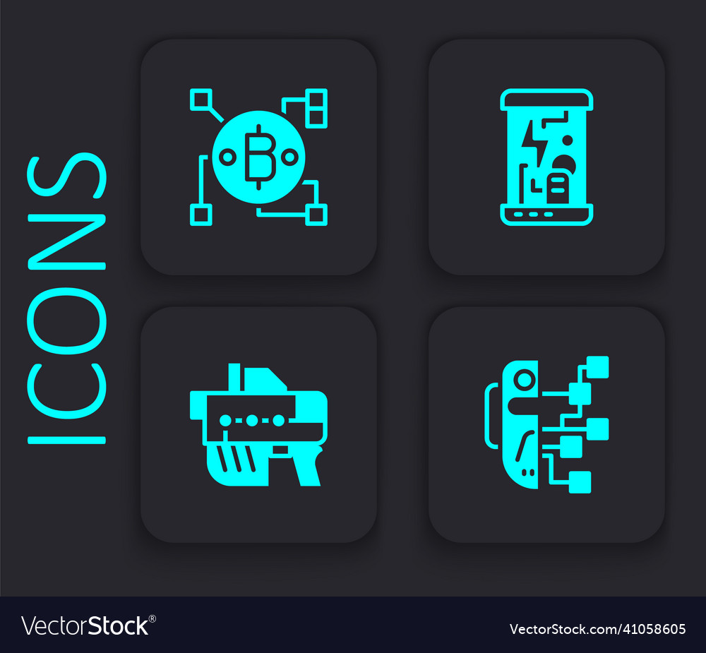 Set humanoid robot blockchain technology bitcoin vector image Set humanoid robot blockchain technology bitcoin