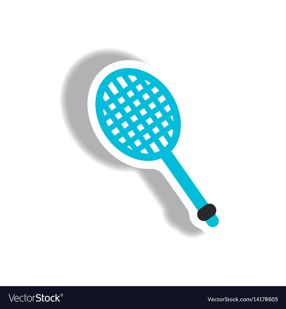 Stylish icon in paper sticker style tennis racquet