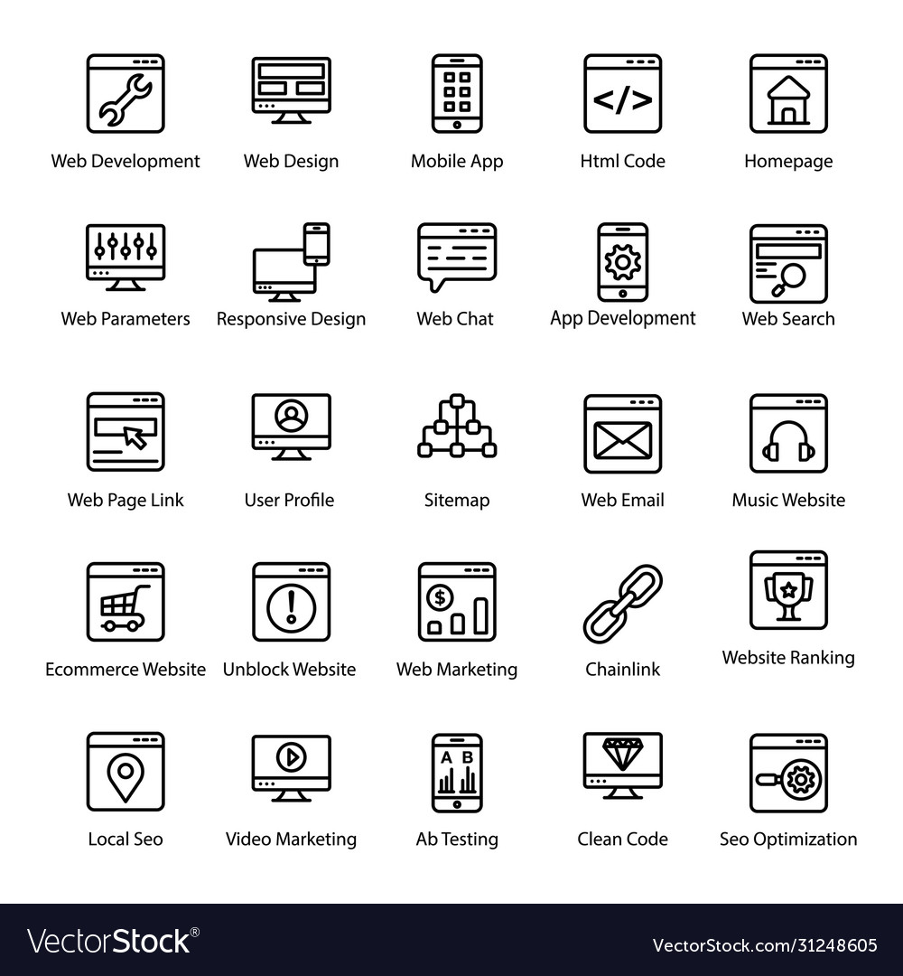 User interface and web designing in line icons