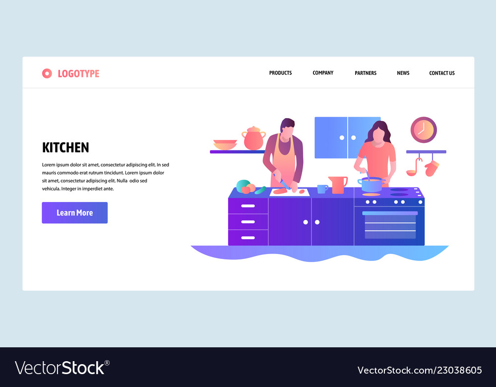 Web site onboarding screens happy couple cooking