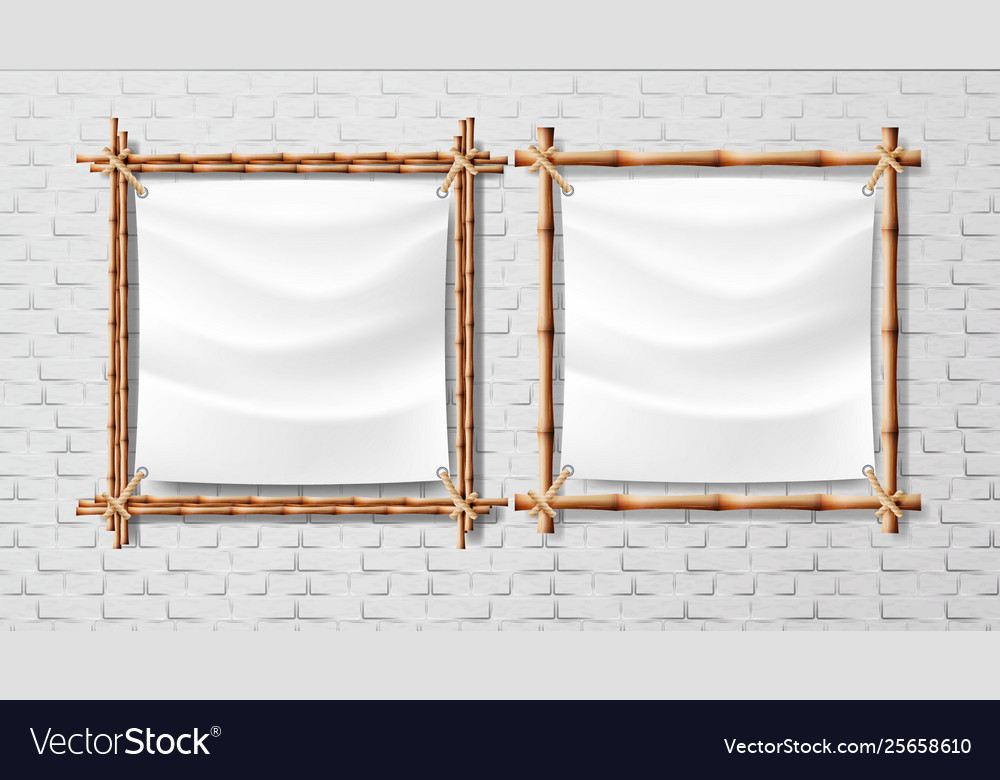 Blank white canvas in bamboo frames set