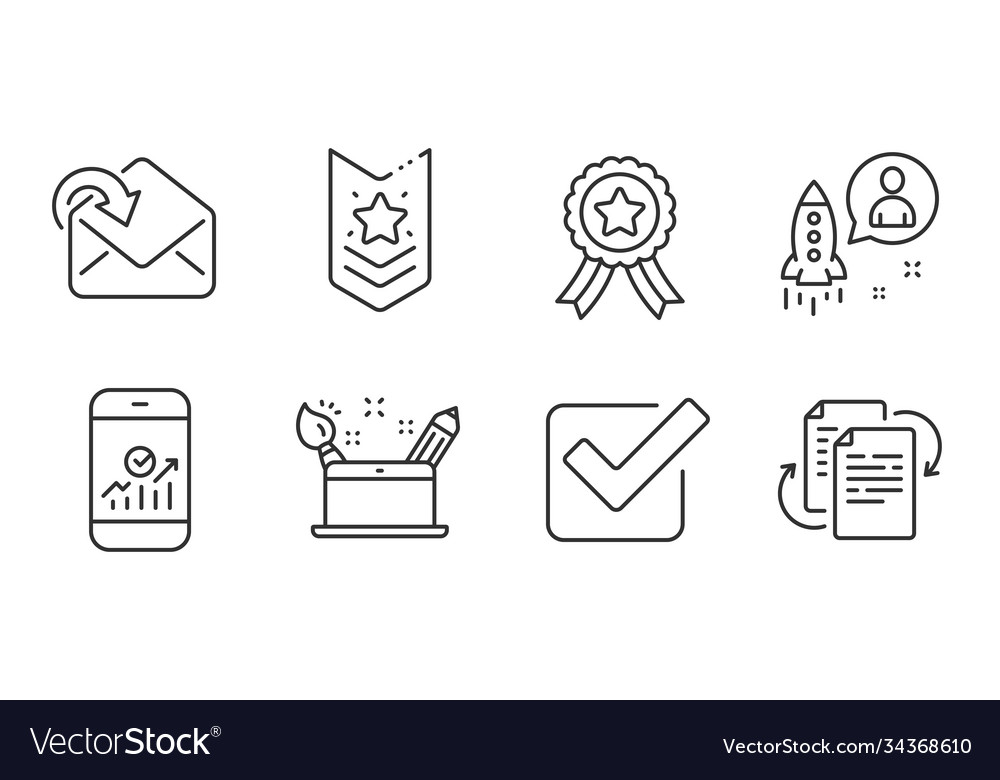 Checkbox receive mail and shoulder strap icons Vector Image Checkbox receive mail and shoulder strap icons