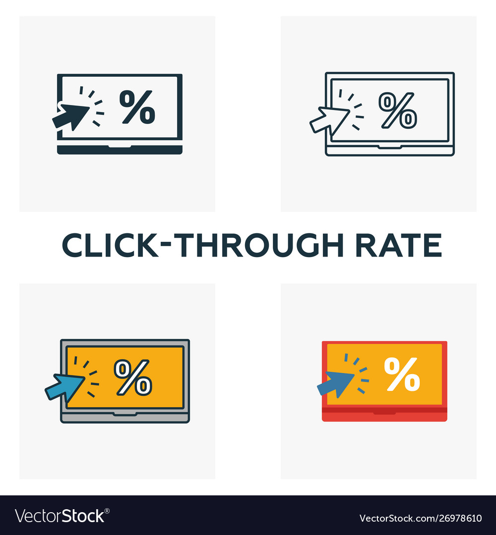 Click-through rate icon set four elements