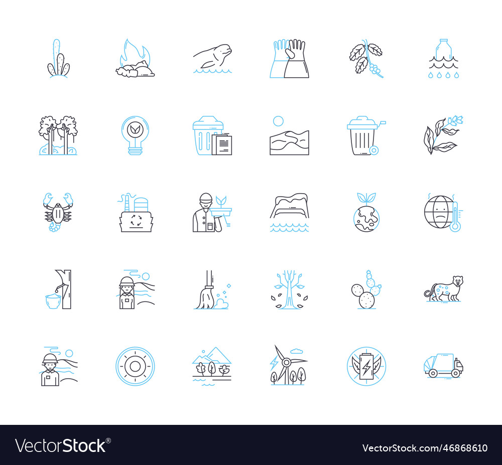 Ecosystem linear icons set diversity Vector Image Ecosystem linear icons set diversity