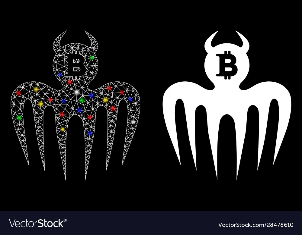 Glossy mesh network bitcoin spectre devil icon vector image Glossy mesh network bitcoin spectre devil icon