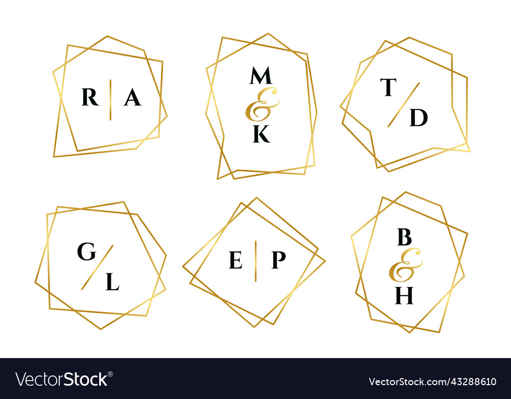 Golden geometric line style wedding monogram