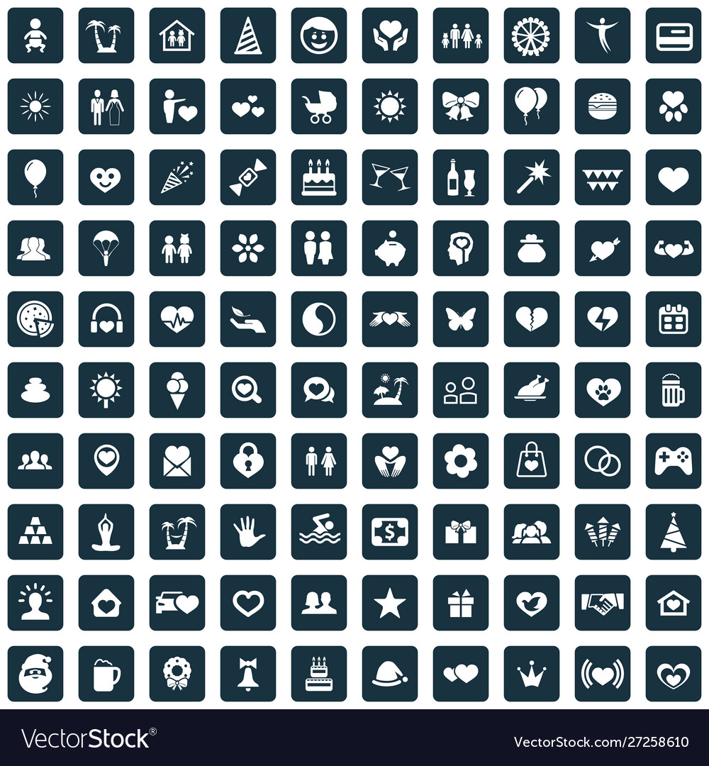 Happiness 100 icons universal set for web and ui