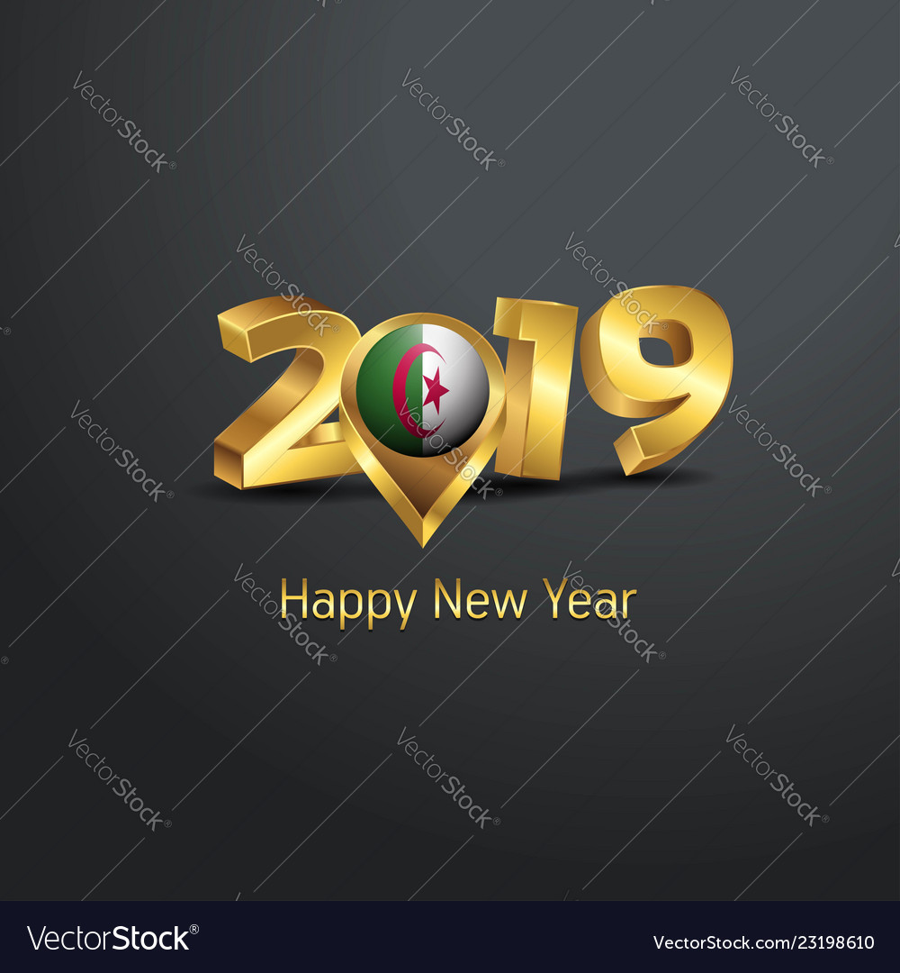 Happy new year 2019 golden typography