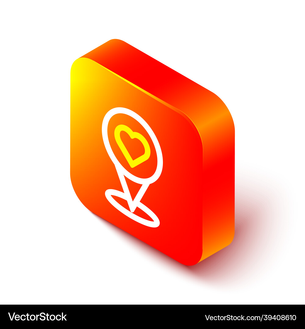 Isometric line map pointer with heart icon Vector Image