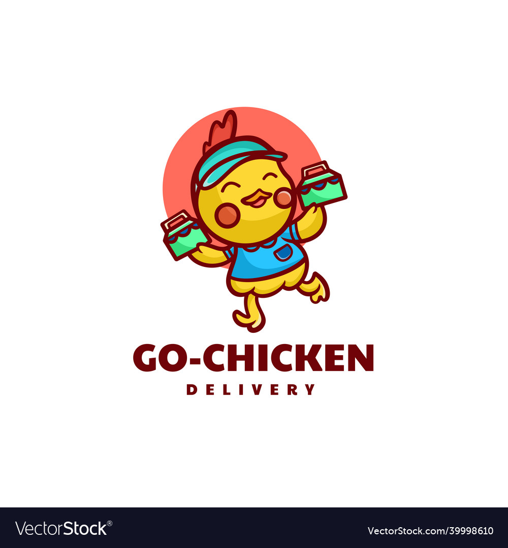 Logo chicken deliveryman mascot cartoon style