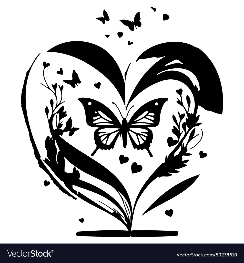 Love with butterfly valentine hand draw Royalty Free Vector