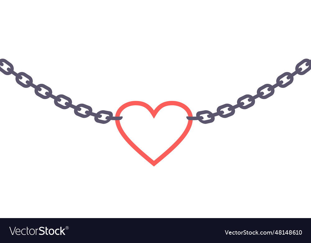 Outline heart shape fixed by chains vector image Outline heart shape fixed by chains