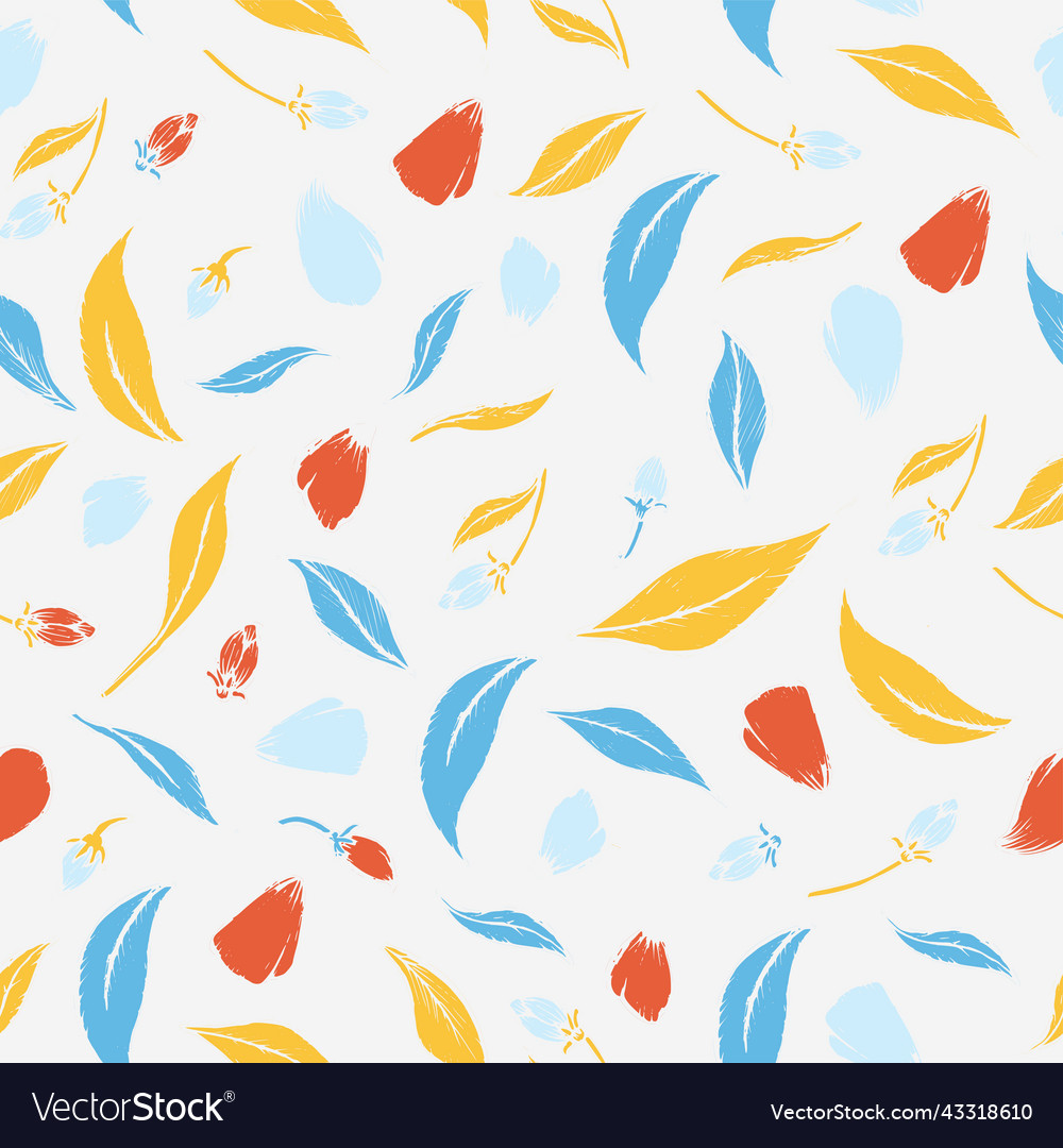 Pattern colorful leaves withoutline and color vector image Pattern colorful leaves withoutline and color