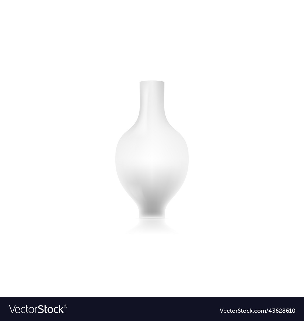 Realistic white ceramic vase flowers bowl