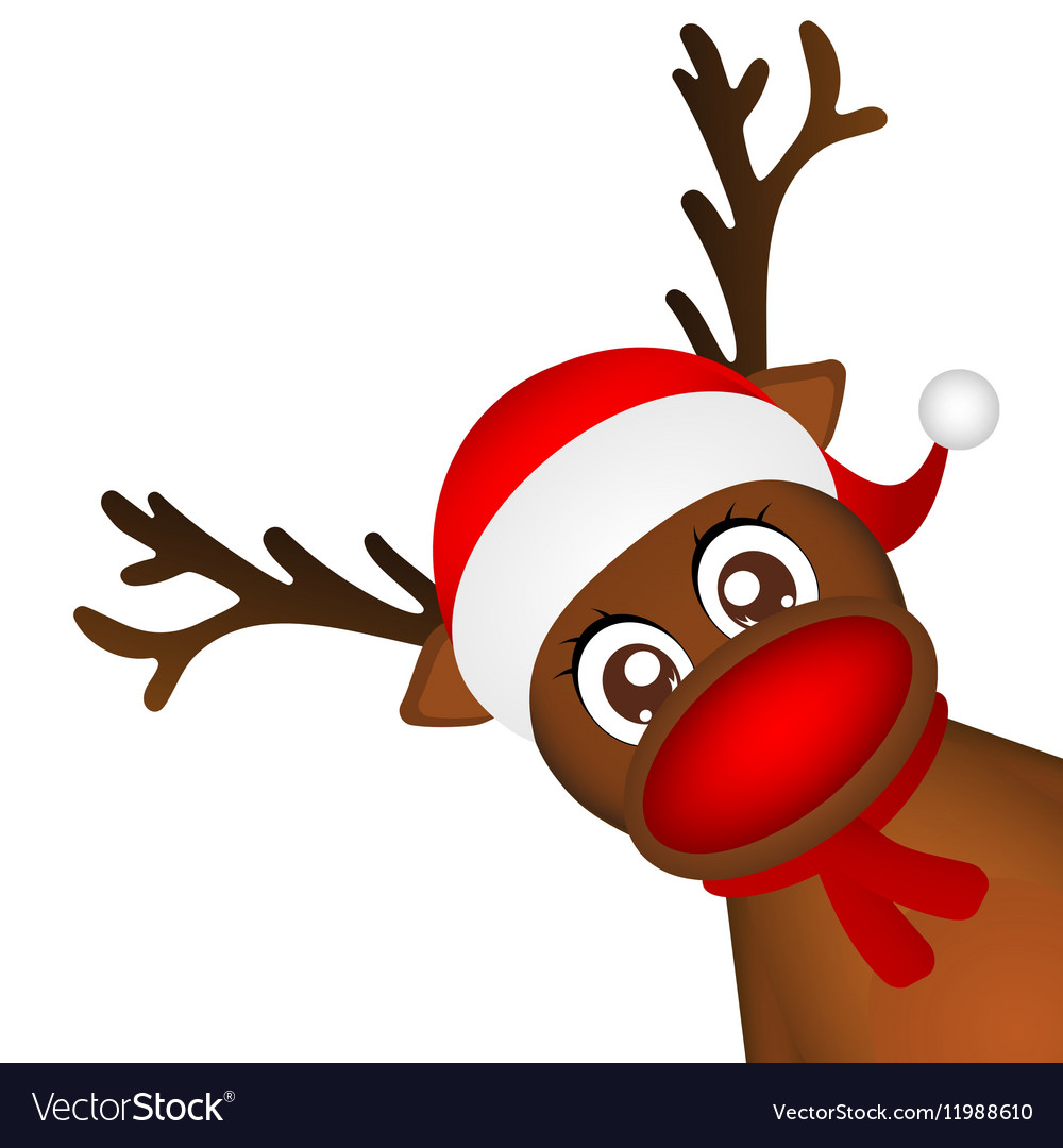 Reindeer peeking sideways on a white background Vector Image