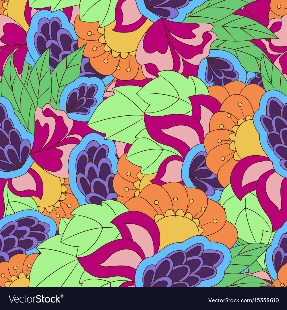 Seamless pattern with abstract flower elements
