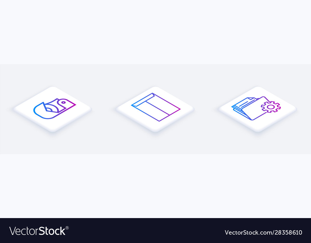 Set isometric line scotch envelope and folder vector image Set isometric line scotch envelope and folder