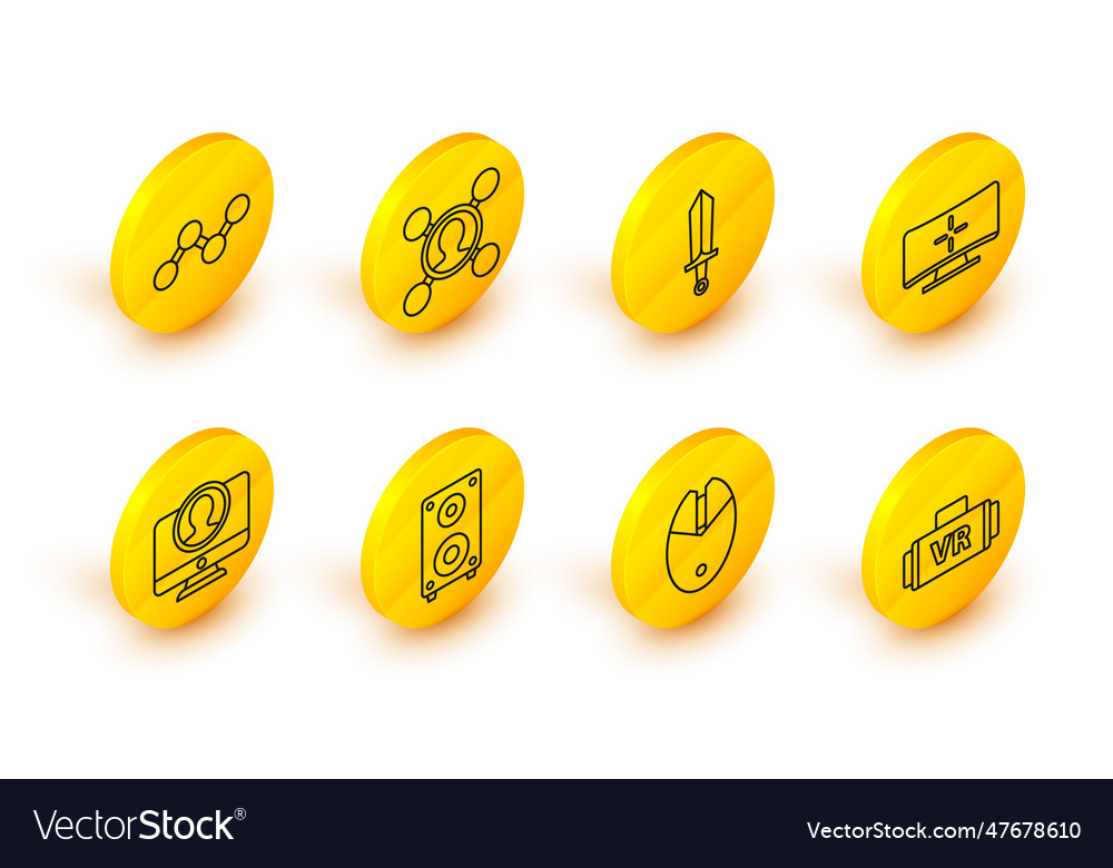 Set line virtual reality glasses computer mouse vector image Set line virtual reality glasses computer mouse