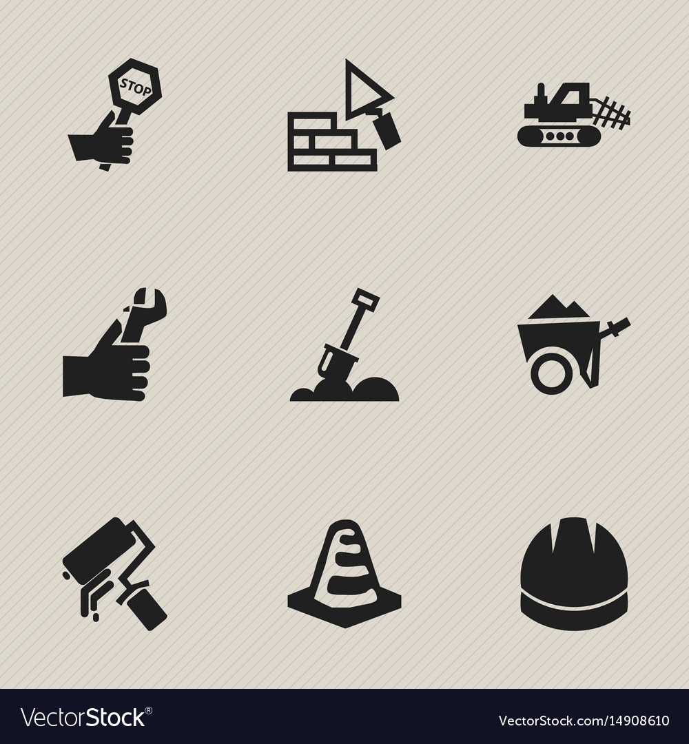Set of 9 editable building icons includes symbols
