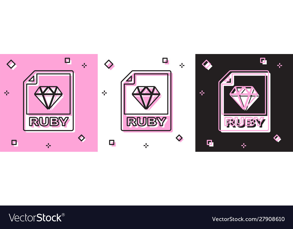 Set ruby file document download button icon vector image Set ruby file document download button icon