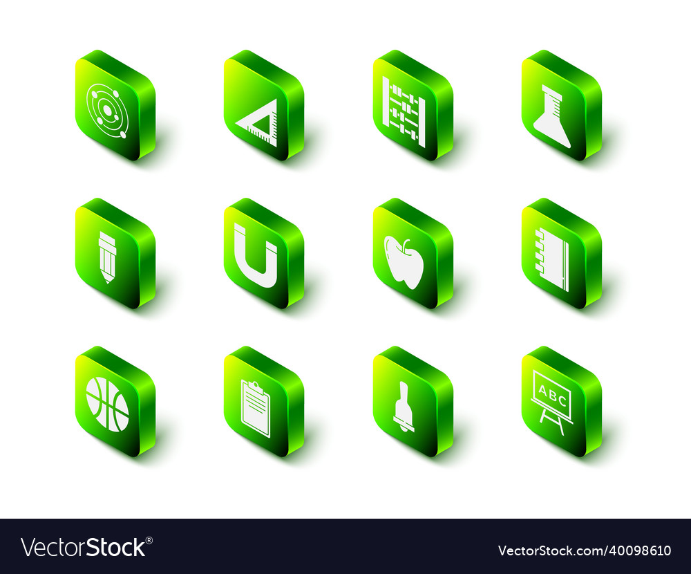 Set triangular ruler abacus test tube and flask vector image Set triangular ruler abacus test tube and flask