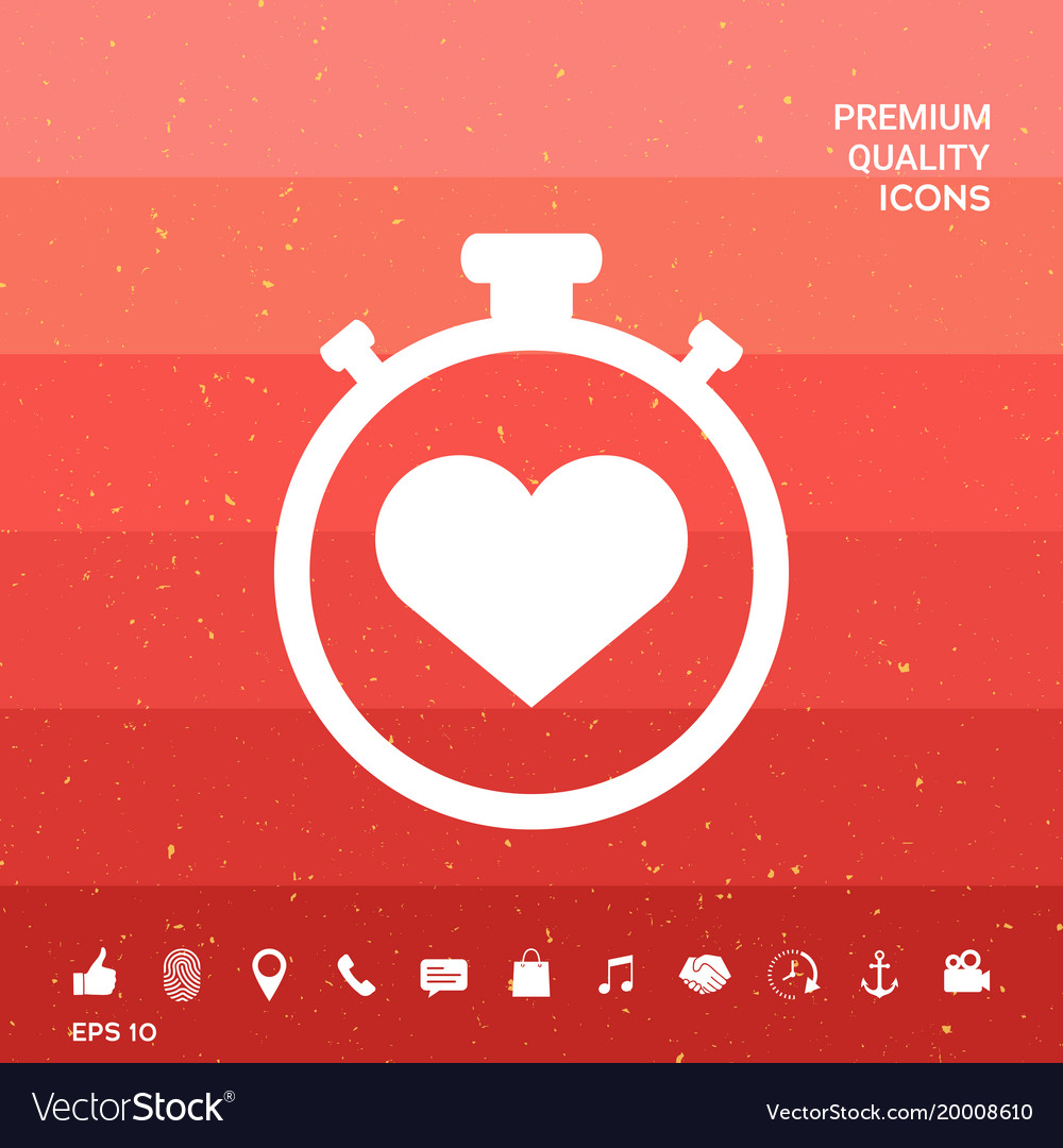 Stopwatch with heart symbol - icon timer