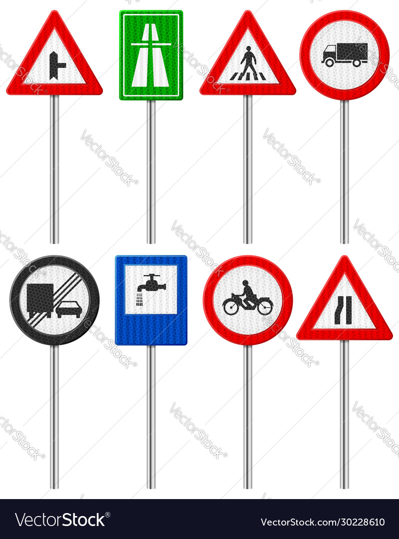 Traffic road sign set