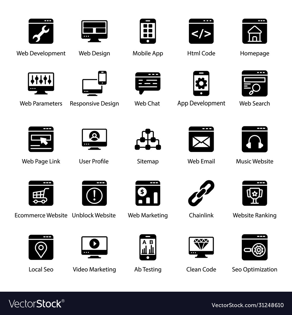 User interface and web designing in solid icons