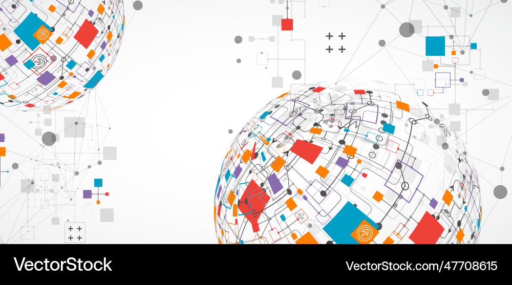 Abstract technology sphere background global Vector Image